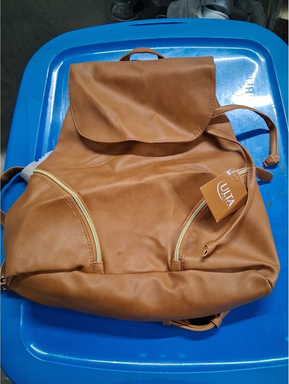 Ulta Beauty Brown Faux Leather Backpack Purse NWT